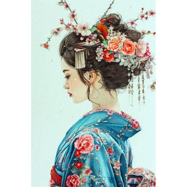 Vrouw in kimono kunst